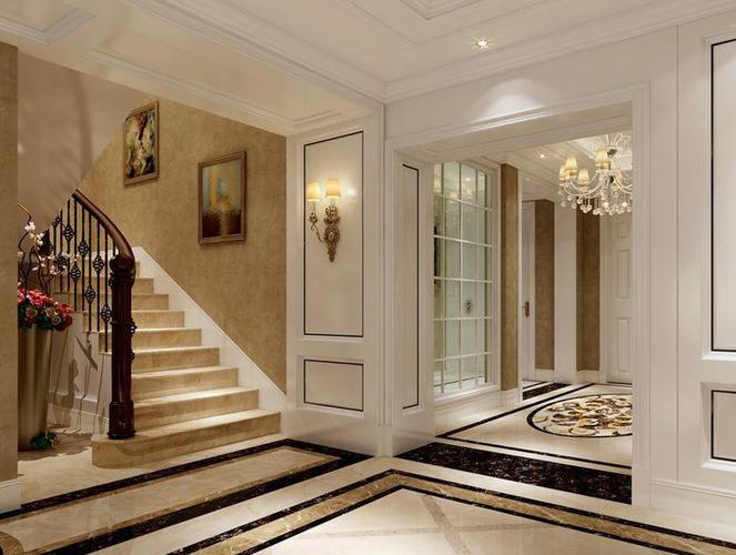 西式古典四居室玄关楼梯装修图片效果图欣赏