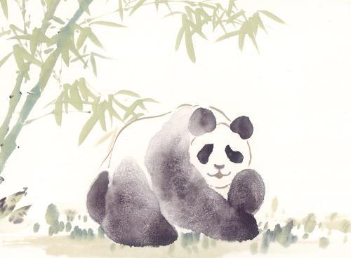 国画熊猫和竹子简笔画