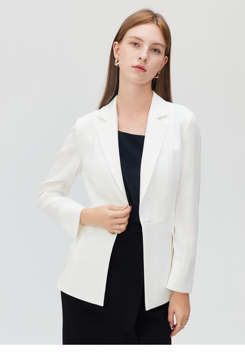scofield女装2022年秋季新款通勤简约时尚白色西服醋酸西装外套 象牙
