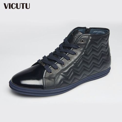 威可多vicutu男士休闲鞋高邦系带撞色皮鞋经典休闲皮鞋 vlw14395406