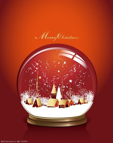 矢量质感水晶球圣诞节背景素材图片-图行天下图库