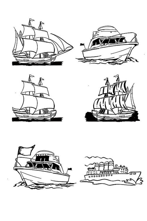 船插画素材航船手绘