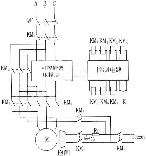 本发明涉及一种施工升降机软启动控制电路,包括通过主接触器与三相