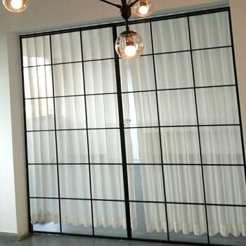隔断墙简约家用便宜卧室玻璃房间分隔带门房移动推拉折屏伸缩 设计