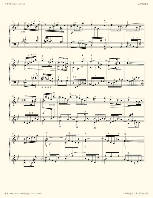 钢琴谱 - 三部创意曲(no.11)巴赫 考级