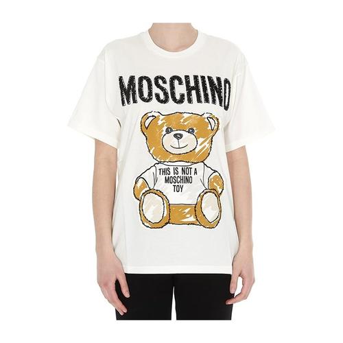莫斯奇诺/moschino 19年春夏 圆领 女性 小熊 logo 白色 女士短袖t恤
