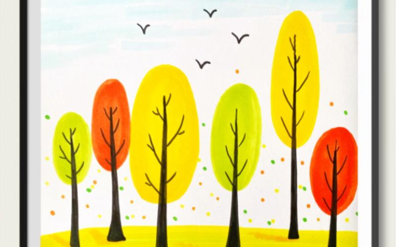 《秋天》主题画,用简单方法画秋天#儿童画#简笔画