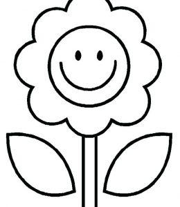 超级简单的微笑的小花朵涂色卡通图片下载