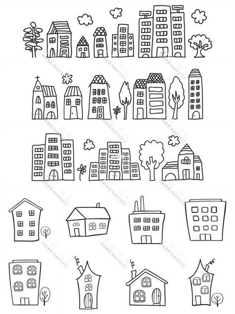 笔画|各种简单可爱小房子卡通手绘零基础_简笔画_卡通_手绘_教程_简