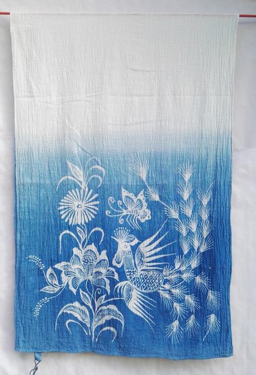 蜡染围巾定制图案贵州丹寨板蓝根植物染蓝染花苗族蜡染