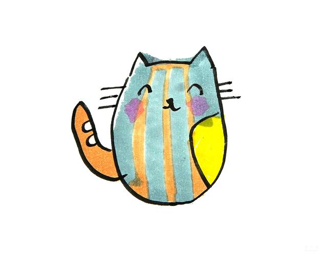 学画简笔画,条纹猫咪的简笔画 - 制作系手工网
