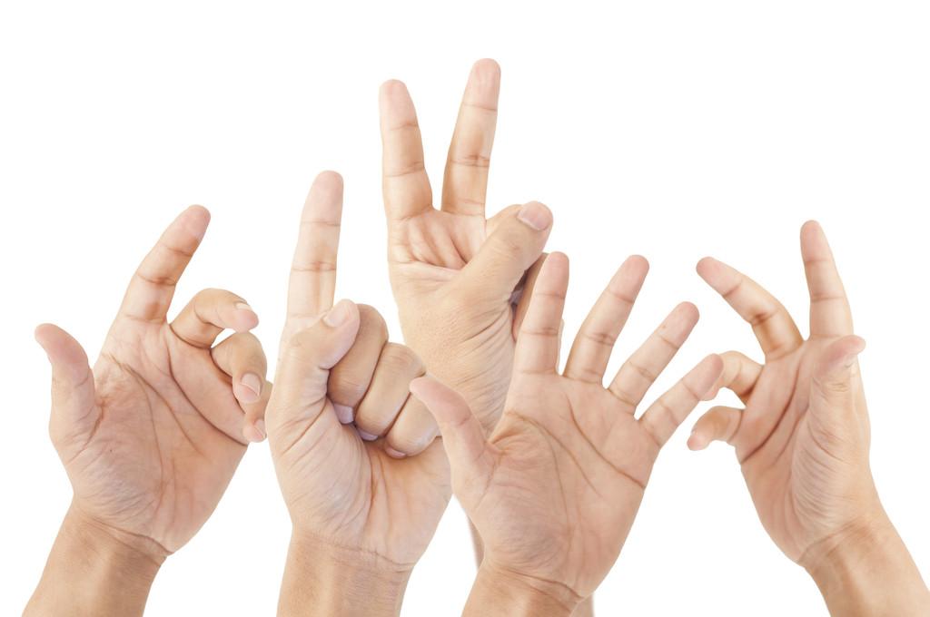 人类的手,集合的不同人类的手势