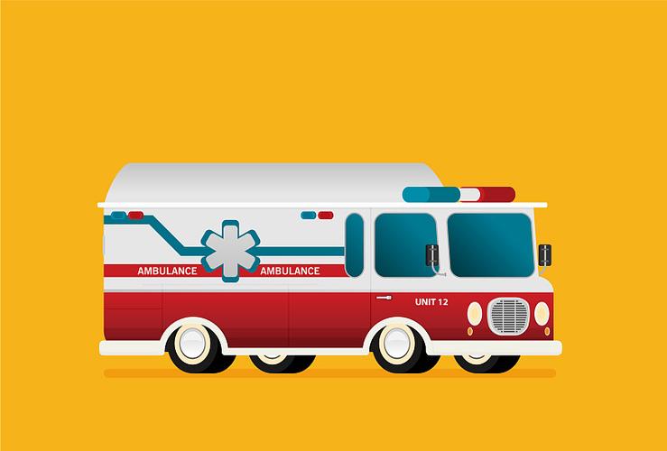 复古救护车在平坦的风格图片