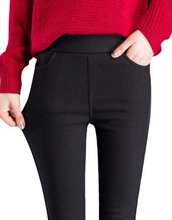 新款高腰弹力保暖裤女裤子黑色棉裤黑色薄款不加绒017l建议105112斤