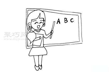 小聚给您分享的这个老师简笔画画法非常的简单易学,12步就能画出老师