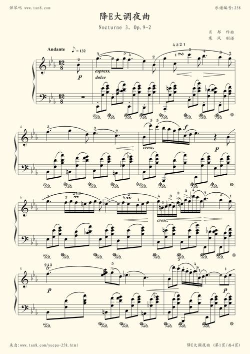 钢琴谱:肖邦夜曲(op9,no2,官方校正版)