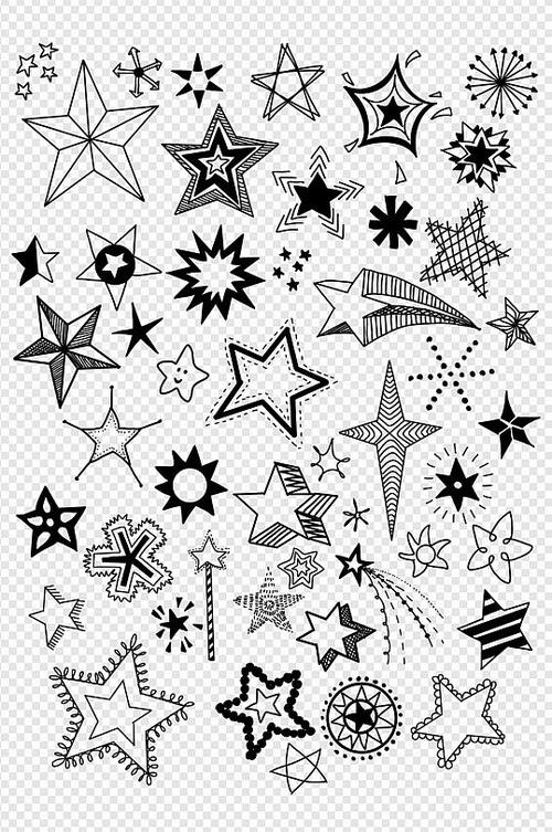 卡通手绘风流星许愿星星线性图形免扣元素