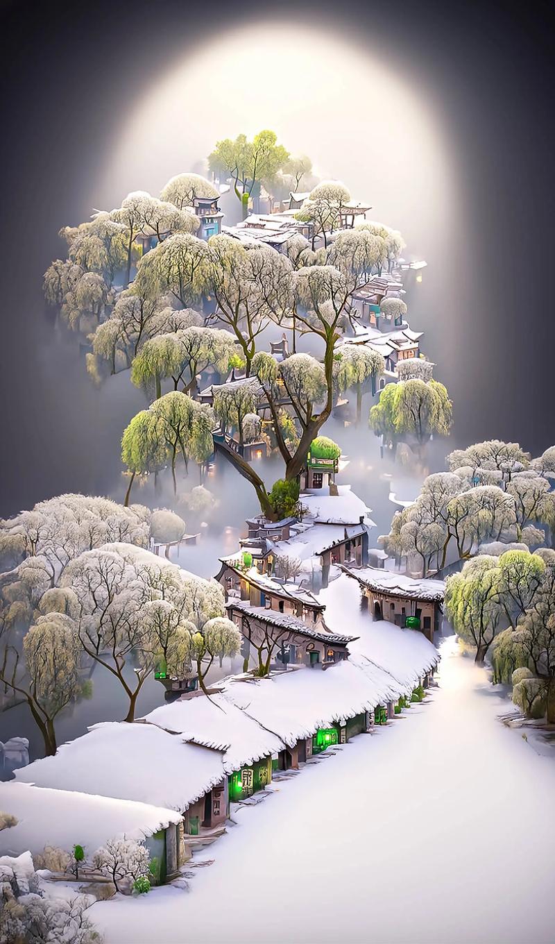 这个冬天让我陪你一起看雪好吗?#江南水乡风景#ai绘画 #冬 - 抖音