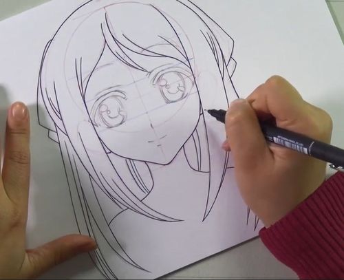 日式漫画女生正面头型练习
