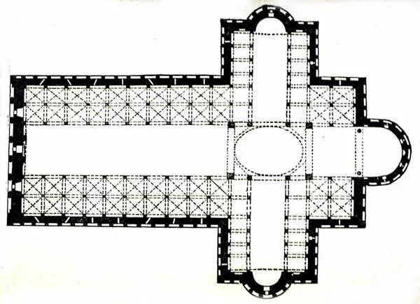 比萨主教座堂(pisa cathedral)平面图-罗马风