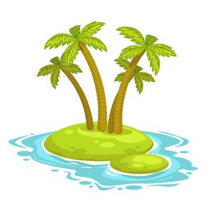 卡通岛屿与棕榈树照片
