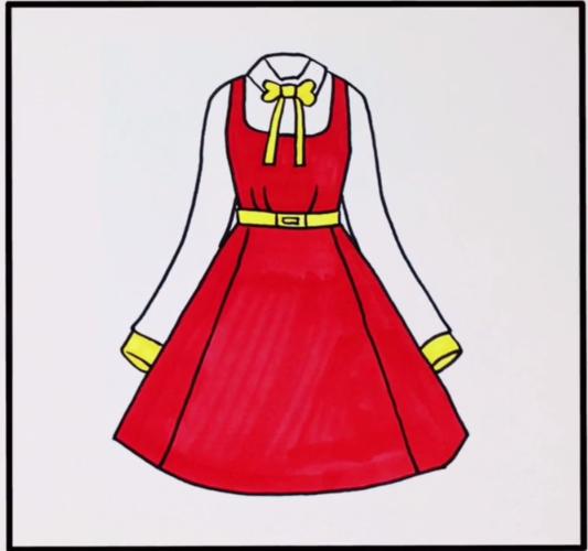 画漂亮的衣服红色晚礼服简笔画红裙子小女孩简笔画漂亮的红披肩简笔画