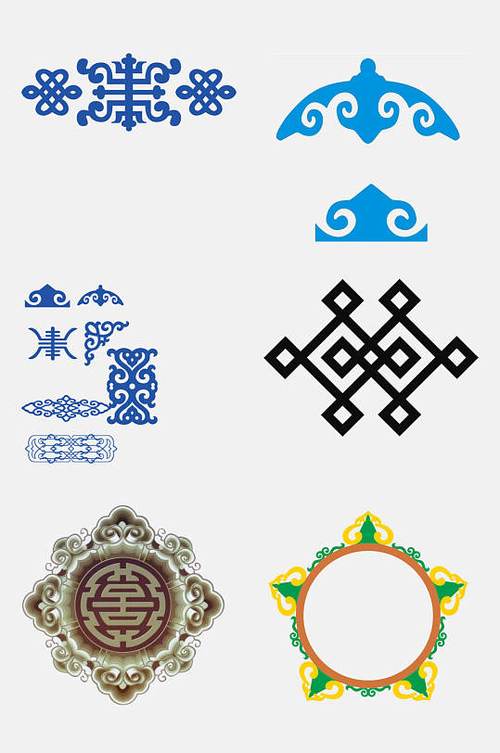 民族风古典西藏蒙古花纹免抠元素素材