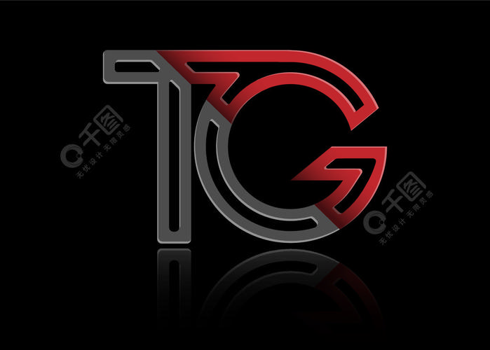 t 和 g 由单行连接,用于徽标,字母组合和创意设计