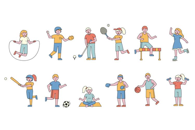 体育运动主题人物形象线条艺术矢量插画蚂蚁素材精选素材sportsmen