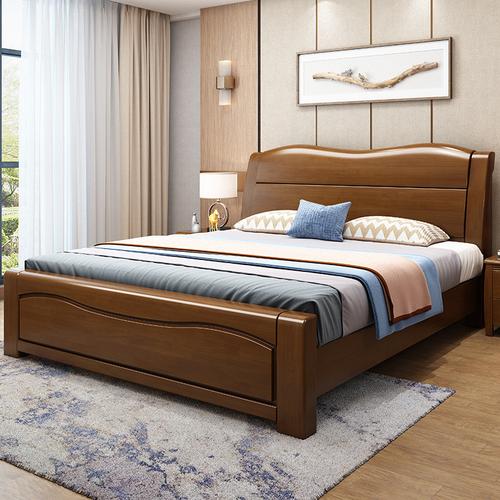 中式实木床1.8米双人床经济型1.5工厂现代简约出租房简易木床