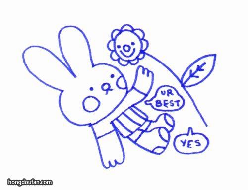 hongdoufancom躺在地上的小兔子要如何画卡通手绘小兔子简笔画大全