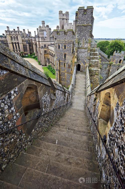 英国中世纪的阿伦德尔城堡中世纪的古代石头防御工事
