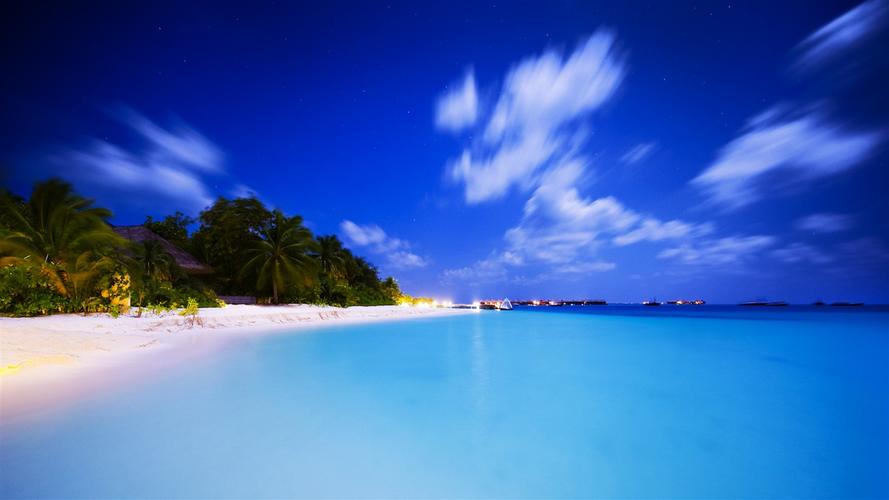 天堂蓝海海滩-自然风光高清壁纸