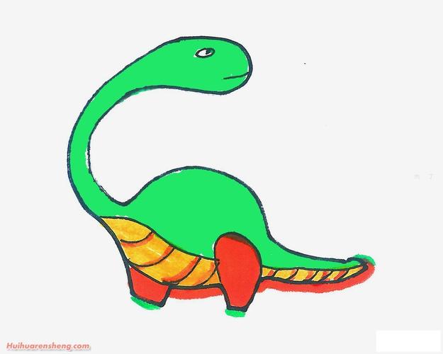 两种恐龙简笔画步骤 | 恐龙简笔画作品彩色图片