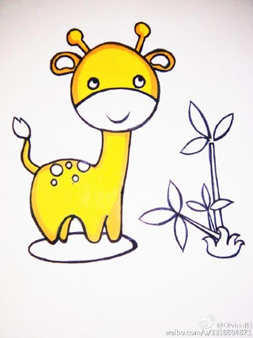 可爱长颈鹿怎么画长颈鹿简笔画画法长颈鹿卡通画儿童画手绘教程