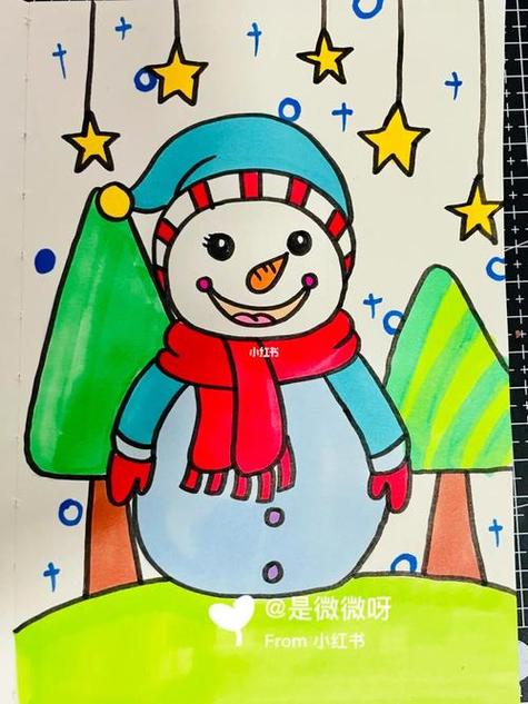 冬天小朋友玩耍简笔画冬天主题的画儿童简笔画儿童画冬天景色简笔画
