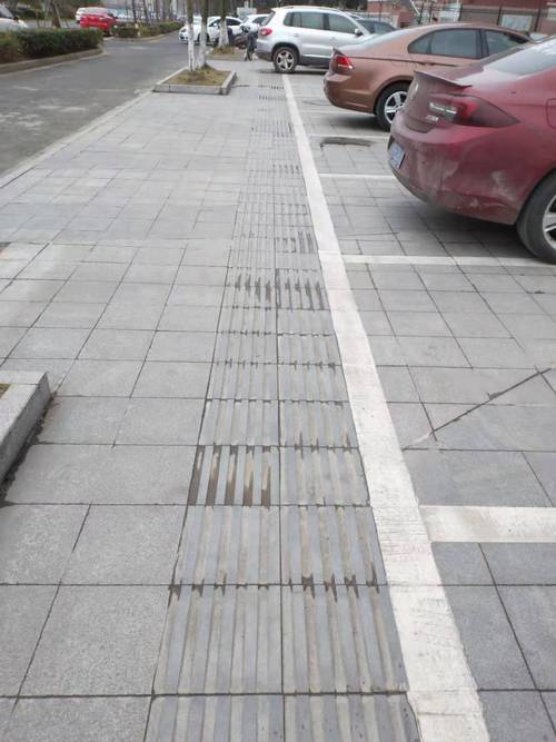 盲道是为盲人行走而特别建立的专用走道,有关单位画停车线要考虑盲人