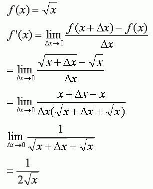 按照求导公式:(x^n)=n*x^(n-1),所以根号x的导数是1/2*x^(-1/2).