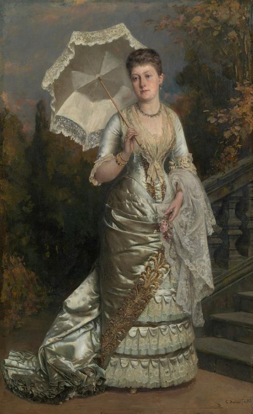 服装#1870s末-1880s中 肖像 巴斯尔裙
