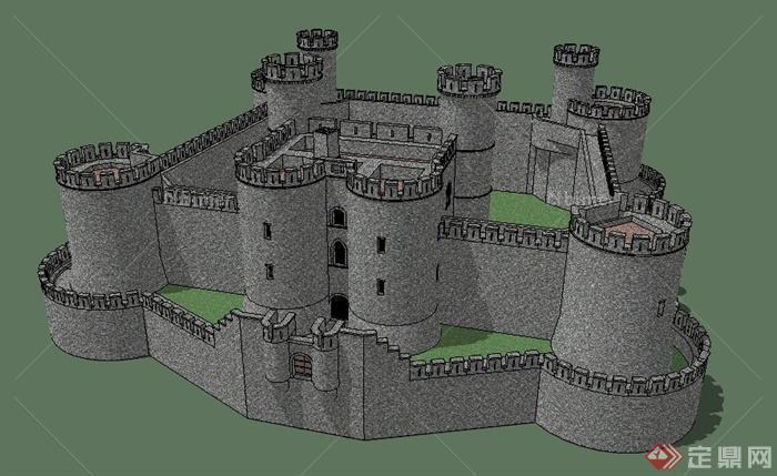 古欧式城堡建筑设计su模型
