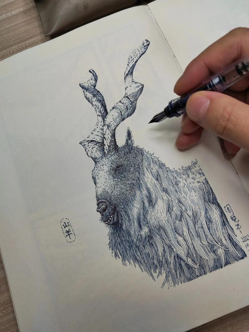 【钢笔画】山羊.动物手绘#钢笔画日常练习 #钢笔画原创作品  - 抖音