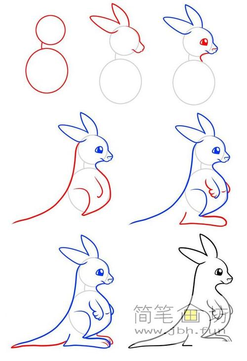 一步一步教你画袋鼠简笔画(1)