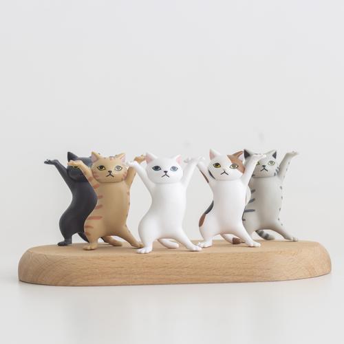 笔架日本qualia猫猫扭蛋可爱举笔猫咪骚猫文具猫抓板