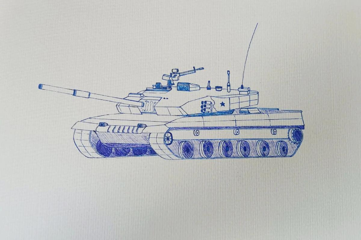 手绘96式主战坦克#我在努力 #军事科技 #96式坦克  - 抖音