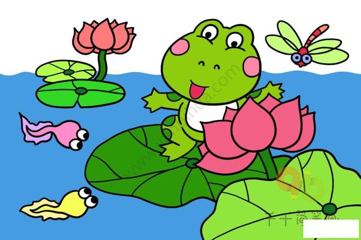 带颜色步骤关于青蛙简笔画的手抄报 手抄报简单又漂亮青蛙荷叶池塘简
