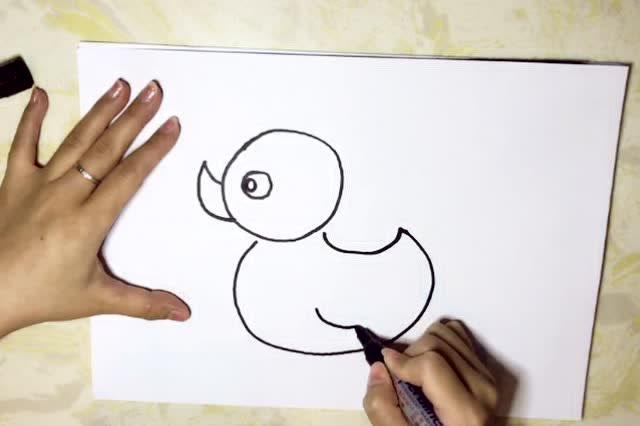 亲子绘画幼儿简笔画视频小鸭子