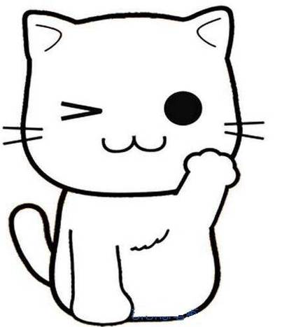 最简单的卡通猫简笔画 简笔画小猫图片 - 水彩迷