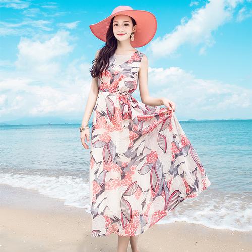 巴厘岛沙滩裙衣服女夏2017新款仙旅游泰国风情裙子海边度假连衣裙
