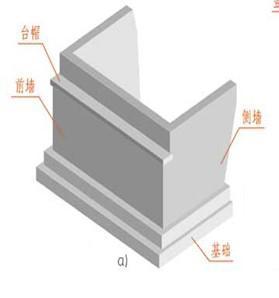 重力式u型桥台构造要求:台帽,台身缺点:桥台体积和自重较大,对地基