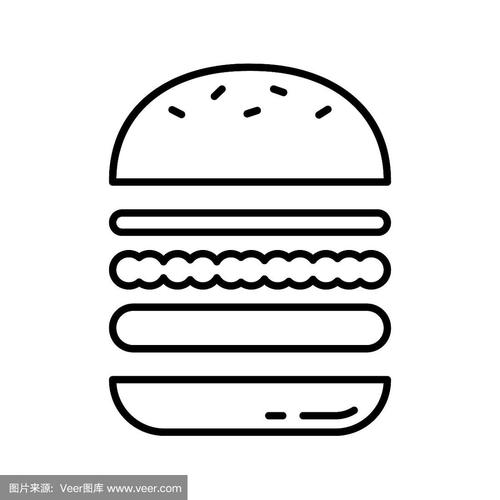 单独的分层的汉堡包.线性标志